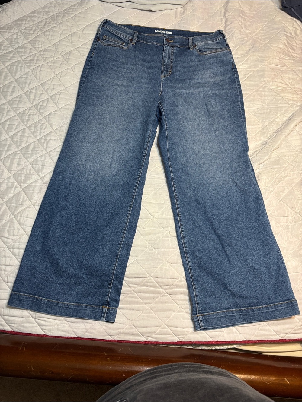 Lands' End Wide Leg Jeans in Medium Blue Wash